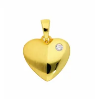 Herzkette ADELIA ́S "Halskette - Herzkette mit Anhänger Herz mit Zirkonia aus 585", gold, Halsketten, Damen, Gelbgold 585 Gold, Gelbgold 585, Gold, Herzkette, Schmuckset mit bis 45 cm stufenlos verstellbarer 925 Silber Halskette