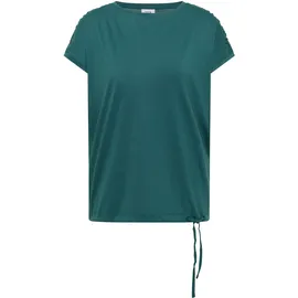 Cecil Rundhalsshirt CECIL, Damen, Gr. M (40), jungle grün, Web, 50% Baumwolle, 50% Modal, unifarben, comfort fit normal, U-Boot-Ausschnitt, abgesteppt, Shirts Rundhalsshirt, mit Raffung