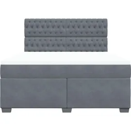 vidaXL Boxspringbett mit Matratze Dunkelgrau 180x200 cm Samt