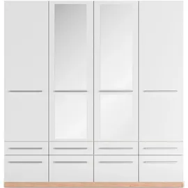 Priess Kleiderschrank PRIESS "Schrank Garderobe Wäscheschrank Barcelona in 5 Breiten", weiß (eichefarben artisan, weiß), B:185cm H:193cm T:54cm, Holzwerkstoff, Schränke, Kleiderschrank, viel Stauraum, geräumige Schubkästen, mit Spiegel, MADE IN GERMANY