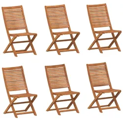 vidaXL Gartenstühle 6 Stk., Gartenstuhl mit Latten-Design, Klappstuhl für Garten Balkon Terrasse, Gartensessel Stuhlset Gartenmöbel, Massivholz Akazie
