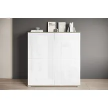 OTTO home PC-Schrank OTTO HOME "Kenia, Sekretär, Home Office", sonoma, weiß hochglanz, B:120cm H:125cm T:39,5cm, Sekretäre, Mit Push-to-open, Tastaturauszug und praktischem Stauraum
