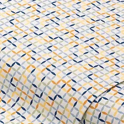 Baumwollstoff Quadrate "Mona", blau/gelb/orange