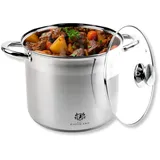 Karl Hausmann Kochtopf mit Deckel Suppentopf Edelstahl 28 cm 13,5L Induktion alle Herde Silber