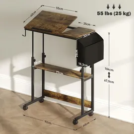 Homcom Höhenverstellbar Braun Metall, 92x104x40 cm, Arbeitszimmer, Büro, Rustikales