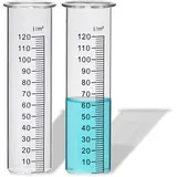 JUJOYBD 2X Ersatzgläser für Regenmesser, Glas mit Skala in l/m2, Ersatz-Zylinder, Niederschlagsmesser, Messglas, Glaszylinder