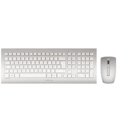 CHERRY DW 8000 kabelloses Tastatur- und Maus-Set, silber / weiß, mit abriebfester Laserbeschriftung