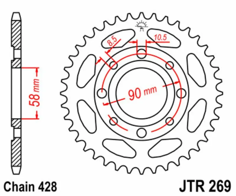 JT SPROCKETS Standard-Stahlkrone 269 - 428