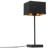 QAZQA Moderne Tischlampe schwarzer Stoffschirm schwarz mit Gold - vt 1