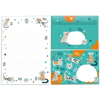 Junapack Briefpapier-Set für Kinder lustige Katzen Tiere Briefblock mit