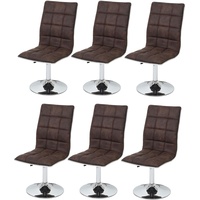 Mendler 6er-Set Esszimmerstuhl HWC-C41, Stuhl Küchenstuhl, höhenverstellbar drehbar, Stoff/Textil ~ vintage dunkelbraun