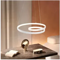 ZMH Pendelleuchte 40CM Design Modern für Wohnzimmer Schlafzimmer Küche Esszimmer, dimmbar, LED fest integriert, Tageslichtweiß, LED × höhenverstellbar weiß