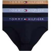 Tommy Hilfiger Herren 3er Pack Unterhosen Hip Briefs mit Logobund, Mehrfarbig (PRP NVY/Hckory/BRK Blu), S