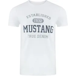 Mustang Herren T-Shirt Mustang Mehrfarbig Rundhals Regular Fit S bis 6XL Regular Fit Weiß M