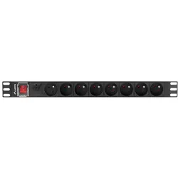 Lanberg PDU-08E-0200-BK, Geändert, 1U, Einphasig, Horizontal, Aluminium, Schwarz