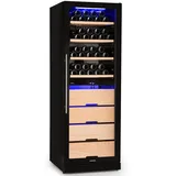 Klarstein Weinkühlschrank, Getränkekühlschrank Schmal, 2 Zonen Kühlschrank mit Glastür, Getränkekühlschränke Freistehend, Weinkühlschrank Klein, Weinkühlschränke mit UV-Schutz, 5-18°C, 123 Duo 123 Fl 226 Ltr Touch-Steuerung
