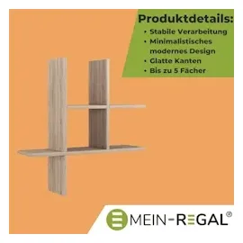 mein-regal Wandregal VALLE 75 x 22 x 78 cm Beige