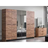 JV Möbel Schlafzimmer Set Kleiderschrank + Kommode + Spiegel Moderne Möbel 3tlg Luxus