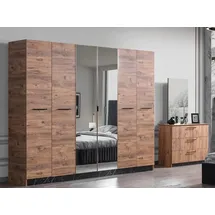 JV Möbel Schlafzimmer Set Kleiderschrank + Kommode + Spiegel Moderne Möbel 3tlg Luxus