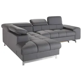 Cotta Ecksofa "Chef L-Form", grau, B:257cm H:72cm T:206cm, Luxus-Microfaser (100% Polyester);Kunstleder Softlux;Leder Advantage (abgedecktes Spalt-Rindsleder), Rückseite mit schwarzem Spannstoff bezogen;NaturLEDER (echtes Rindsleder), Rückseite mit schwarzem