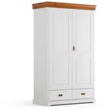 Natur24 Kleiderschrank Kleiderschrank Tuscany Kiefer massiv 2-Türig mit Schubladen 132x62x218 braun