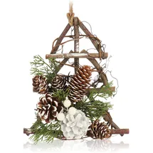 COM-FOUR com-four® Hänger-Baum für die Weihnachtsdeko - Christbaumhänger für winterliche Gestaltung - handgemachter Raumschmuck zum Dekorieren - Hängedekoration für Fenster und Tür (1 Stück - Baum)