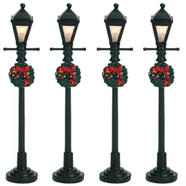Lemax Gas Lantern Street Lamp Set Of 4 B/o 4.5v Art.-nr. 64498