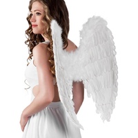 Boland Kostüm-Flügel Weiße Federflügel 65 x 65 cm, Engelsflügel aus echten Federn weiß