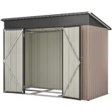 8x4 FT Metall Gerätehaus Gartenhaus Inkl. Metallfundament (ohne Boden), wetterfest Gartenschuppen für Outdoor Garten Terrasse, Braun, - Braun
