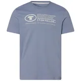 TOM TAILOR Herren T-Shirt PRINTED CREWNECK Regular Fit Grauish Blau XXL