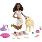 Barbie brünett mit Hund und Welpen