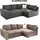 luma-home Federkern Ecksofa Schlafcouch L-Polsterecke mit Topper Bettkasten in Hell-Braun & 15108 - Hellbraun
