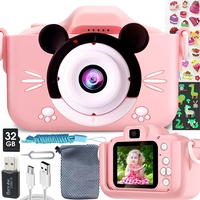 Kinder-Digitalkamera, Videokamera, 5,1 cm, IPS-Bildschirm, 1920P, Spielzeugkamera für Jungen und Mädchen, 32 GB TF-Karte, Kinderkamera (rosa)