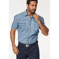 Arizona Jeanshemd ARIZONA Gr. 37/38 (S), N-Gr, blau (blue bleached) Herren Hemden Kurzarm im Western Stil