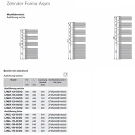 Zehnder Forma Asym 1561 x 596 mm 1500 W weiß links