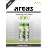Arcas Micro-Akku 1,2V, 600mAh, Typ AAA NiMH, 2er-Blister