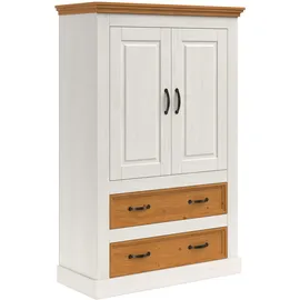 otto home Wäscheschrank OTTO HOME "Selma", weiß (weiß, gebeizt), B:85cm H:130cm T:38cm, Massivholz, Schränke, mit 2 Türen und 2 Schubladen