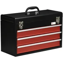 DURHAND Werkzeugkasten Stahl 51 x 22 x 32 cm Schwarz/Rot ohne Bestückung mit 3 Schubladen