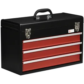 DURHAND Werkzeugkasten Stahl 51 x 22 x 32 cm Schwarz/Rot ohne Bestückung mit 3 Schubladen