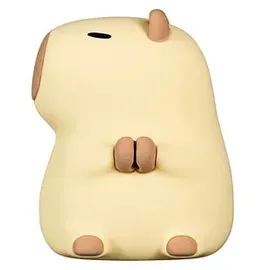 IDENA 40386 - LED Nachtlicht Capybara, Lampe aus Silikon mit Farbwechsel und Dimmer, ca. 11 cm groß, wiederaufladbar, USB Ladekabel inklusive, Beige