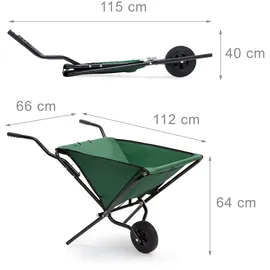 Relaxdays Schubkarre faltbar Grün,Schwarz