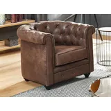 vente-unique Sessel - Microfaser - Vintage-Look - Chesterfield