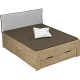 Rauch Stauraumbett RAUCH "Aditio", braun (struktureichefarben hell), B:146cm H:107cm L:208cm, Betten, Stauraumbett, inklusive Kopfteil und Schubkästen