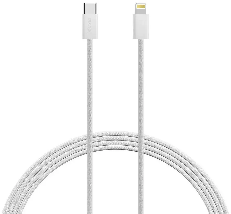 XLAYER Feingewebtes Apple Kabel USB-C auf Lightning 2 Meter Smartphone-Kabel, USB-C I Lightning, USB-C I Lightning (200.00 cm) weiß