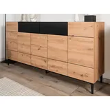 furn.design Sideboard Liam 180 x 90 cm Eiche Artisan / Schwarz
