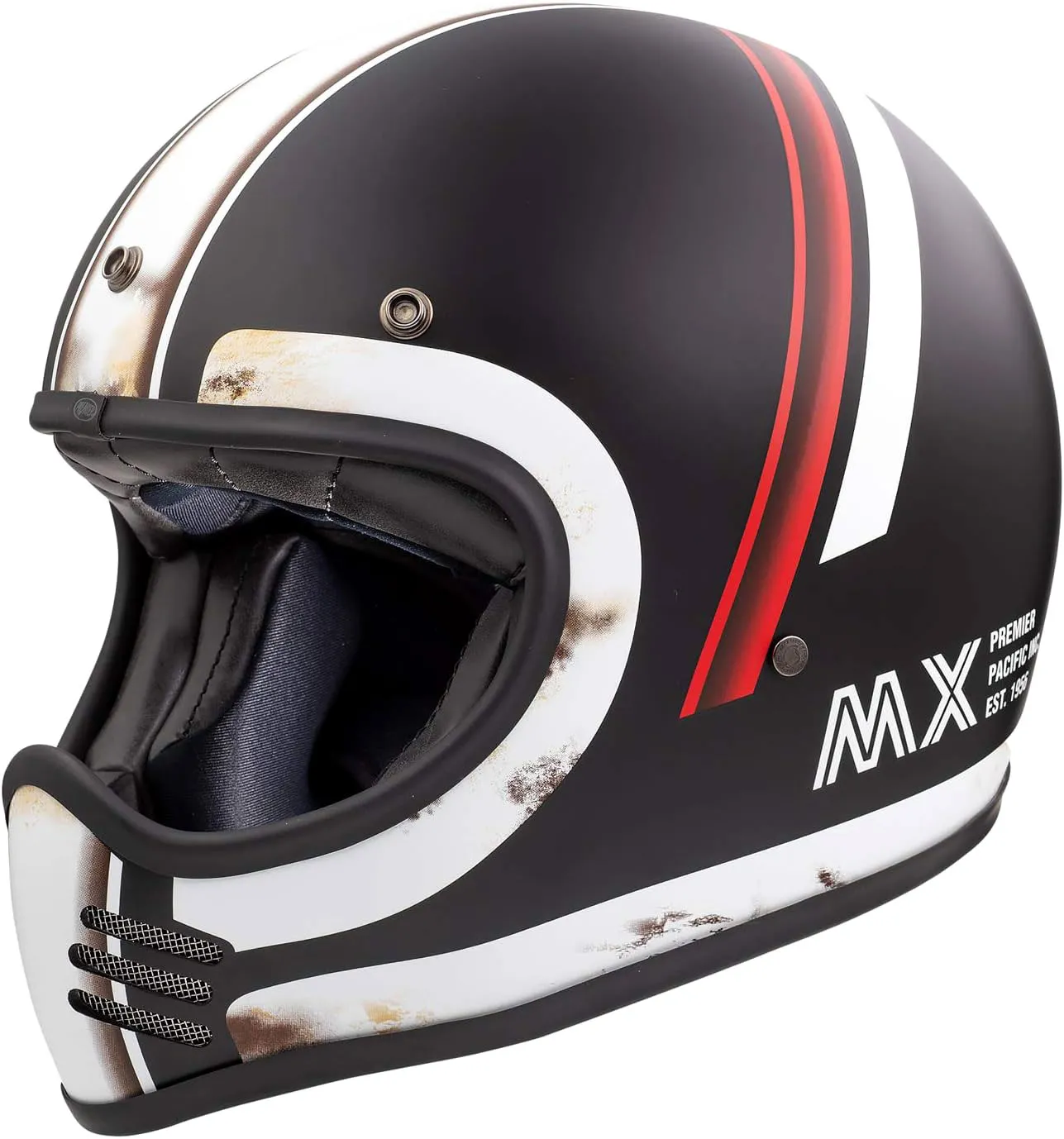 Premier Trophy MX DO O.S., casque intégral - Mat Noir/Blanc/Rouge - XS