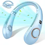 Faltbarer Nackenventilator Hell Blau Tragbarer Ventilator Nacken,Folding Ventilator HalsBatteriebetrieben,Portabler Cooling Ventilator für den Hals,Cooler Nackenlüfter
