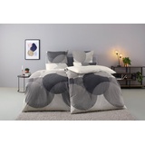 BIERBAUM Bettwäsche Carla in Gr. 135x200 oder 155x220 cm, 2 tlg.), Bettwäsche aus Baumwolle, geometrische Bettwäsche mit Reißverschluss silberfarben