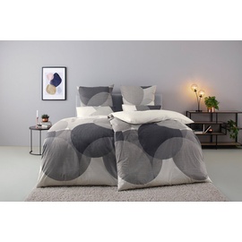 BIERBAUM Bettwäsche »Carla in Gr. 135x200 oder 155x220 cm«, (2 tlg.), Bettwäsche aus Baumwolle, geometrische Bettwäsche mit Reißverschluss, silberfarben