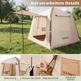 Costway Aufblasbares Zelt Familienzelt Braun/Khaki